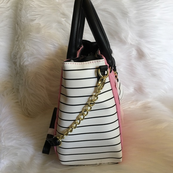 Betsey satchel pink Cat quilted stripe bag tote - Picture 7 of 8